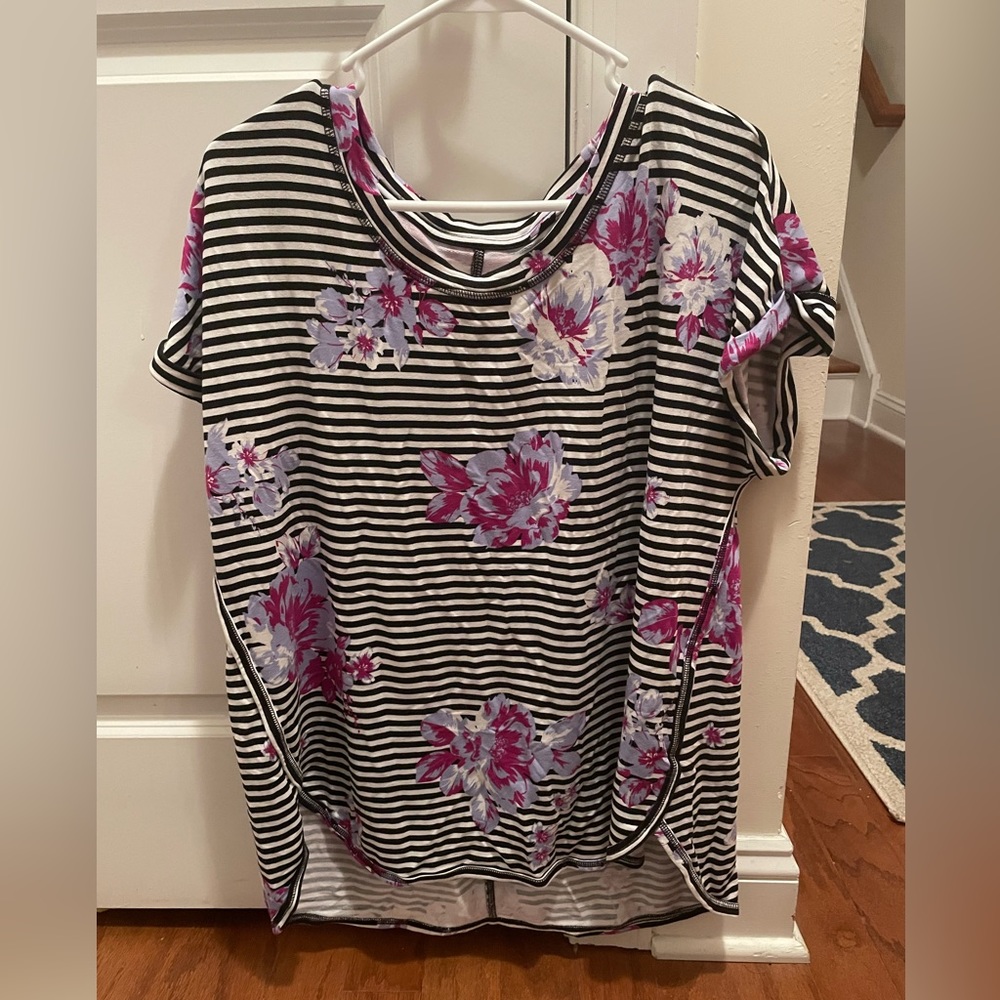 St John’s Bay Active XL Striped with Flowers Shirt